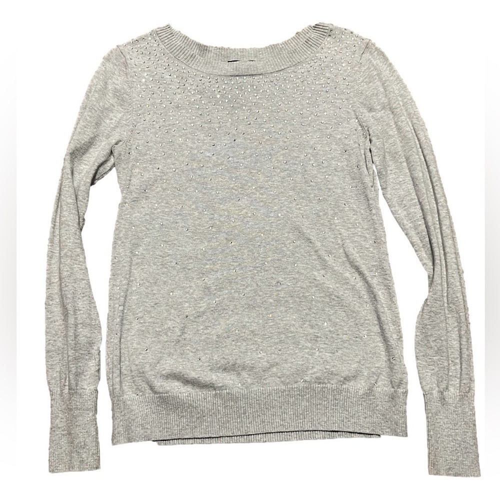 Express Women’s Lightweight Gray Sweater With Rhinestone‎ Embellishments Small